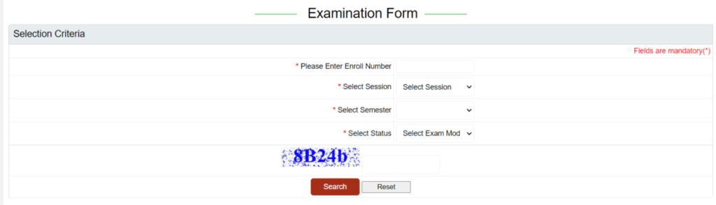 MCBU University Examination Form
