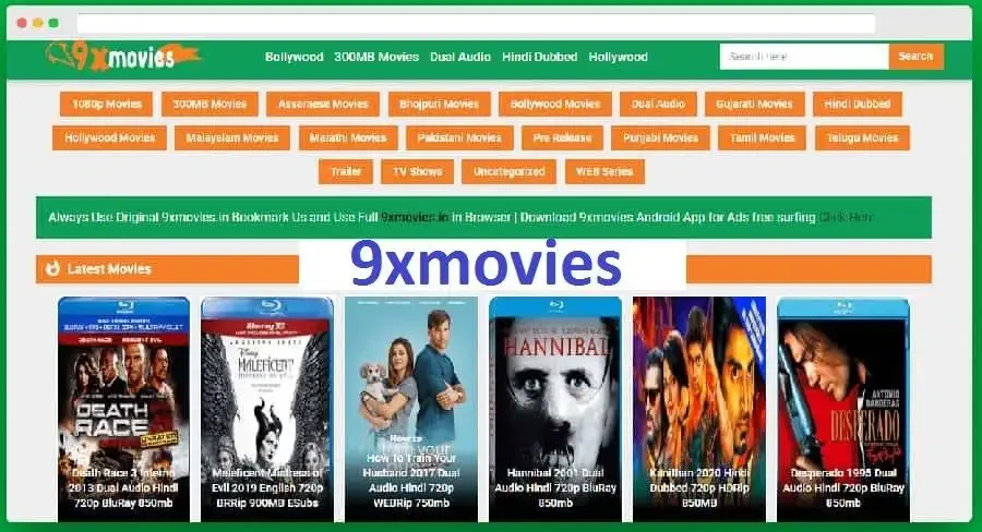 9xmovies 2023 Latest Bollywood Tamil Telugu Movies